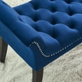 thumbnail image 2 of Contemporary Velvet & Solid Wood Bench in Blue, 2 of 8