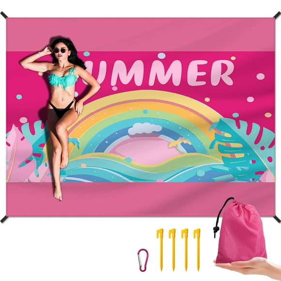 Manta de playa DPWCVM, 211 x 270 cm, impermeable y resistente al agua, color rosa