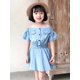 thumbnail image 4 of Infant Baby Girls Denim Outfit Off Shoulder Cropped T-shirt Top Skirt Summer Clothes Set, 4 of 5