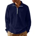 thumbnail image 2 of Hearthz Quarter Zip Pullover Men Long Sleeve Mock Neck Men's Sweatshirt Waffle Knit Casual Polo Half Zip Pullover Mens Fall, 2 of 6