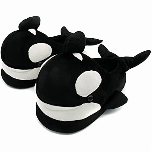 wonima44 Women's Fluffy Animal Slippers, Novelty Shark Whale Fish Slippers for Women and Men