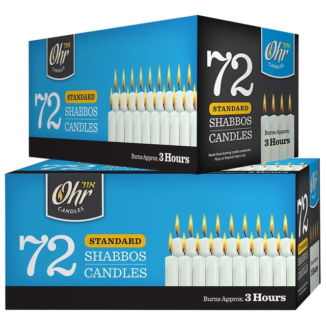 Velas de Shabat OHR CANDLES Shabat tradicionales 3h 72x2 (144)