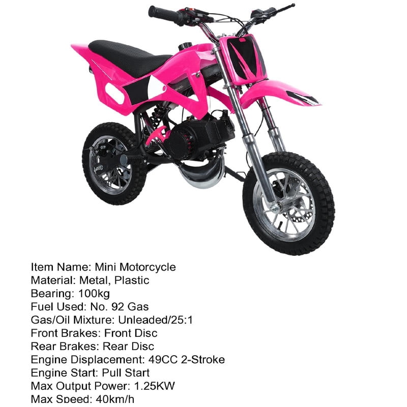 Floseru 49cc Mini Dirt Bike,Gas Power Dirt Bike Kids 2-Stroke Dirt Bikes Mini Bike Gas Power Off Road Trail Bike Gas-Power Motocross with Front Rear Disc Brakes for Uphill and Off-Road Conditions