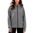 thumbnail image 2 of BaoFuBaoMei Womens Sweatshirt Thumb Holes Plus Size Full Zip up Long Sleeve Hooded Neck Hoodies Solid Fall Winter Tops with Zip Pockets, 2 of 6