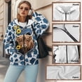 thumbnail image 6 of Uorisanigo Cow Print Highland Cow Womens Full Zip Hoodie Warm Oversized Womens Loose Zipper Sweatshirt Drop Shoulder Pocket Fall Fashion Outfits Size XS, 6 of 7