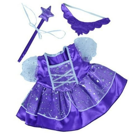 Dressed Teddy Bear - Purple Fairy Princess Dress w/Wand Teddy Bear Clothes Outfit Fits Most 14