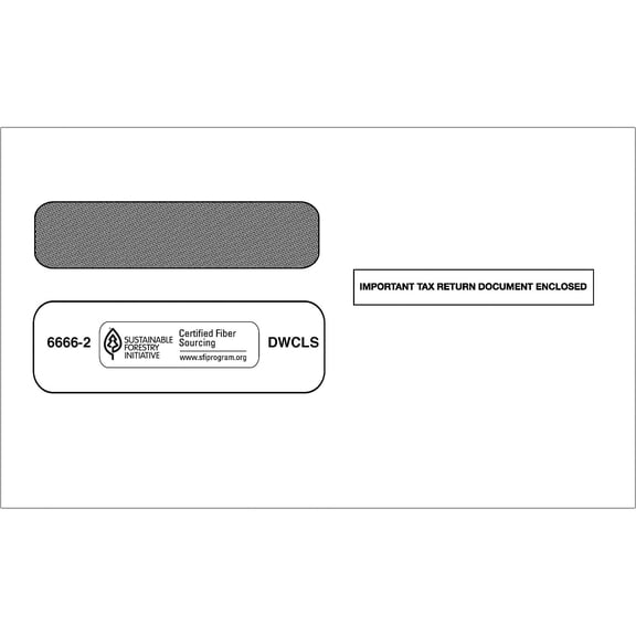 ComplyRight Self Seal Security Tinted Double-Window Tax Envelopes 5 5/8" x 9.25" 25/Pack (6666225)