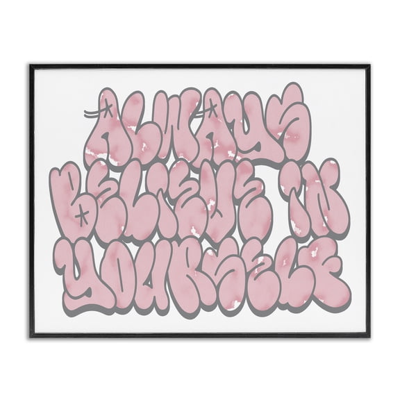 Stupell Industries Believe in Yourself Graffiti Quotes and Sayings Painting Black Framed Art Print Wall Art, 14 x 11