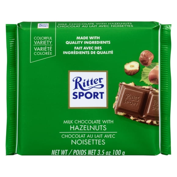 Ritter Sport Milk Chocolate with Chopped Hazelnuts, 100 g, 100 g