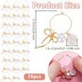 thumbnail image 2 of 26Pcs Wine Glass Charms Markers Tags with Letter A~Z Charms and Golden Bowknot Charm for Stem Glasses Drink Markers Wine Charm Rings for Bachelorette, 2 of 5