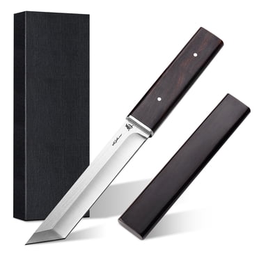 MDHAND 9 inch Tanto Knife,  Full Tang Stainless Steel Fixed Blade Camping Hunting Knife Tactical Survival Katana Short Sword with Handle Scabbard