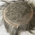 thumbnail image 4 of Men's Hairpiece European Human Hair Toupee 10x8inch HD Swiss Lace Super Thin Skin Back Hair Replacement Wig #2 Mixed 60% Grey Color, 4 of 6