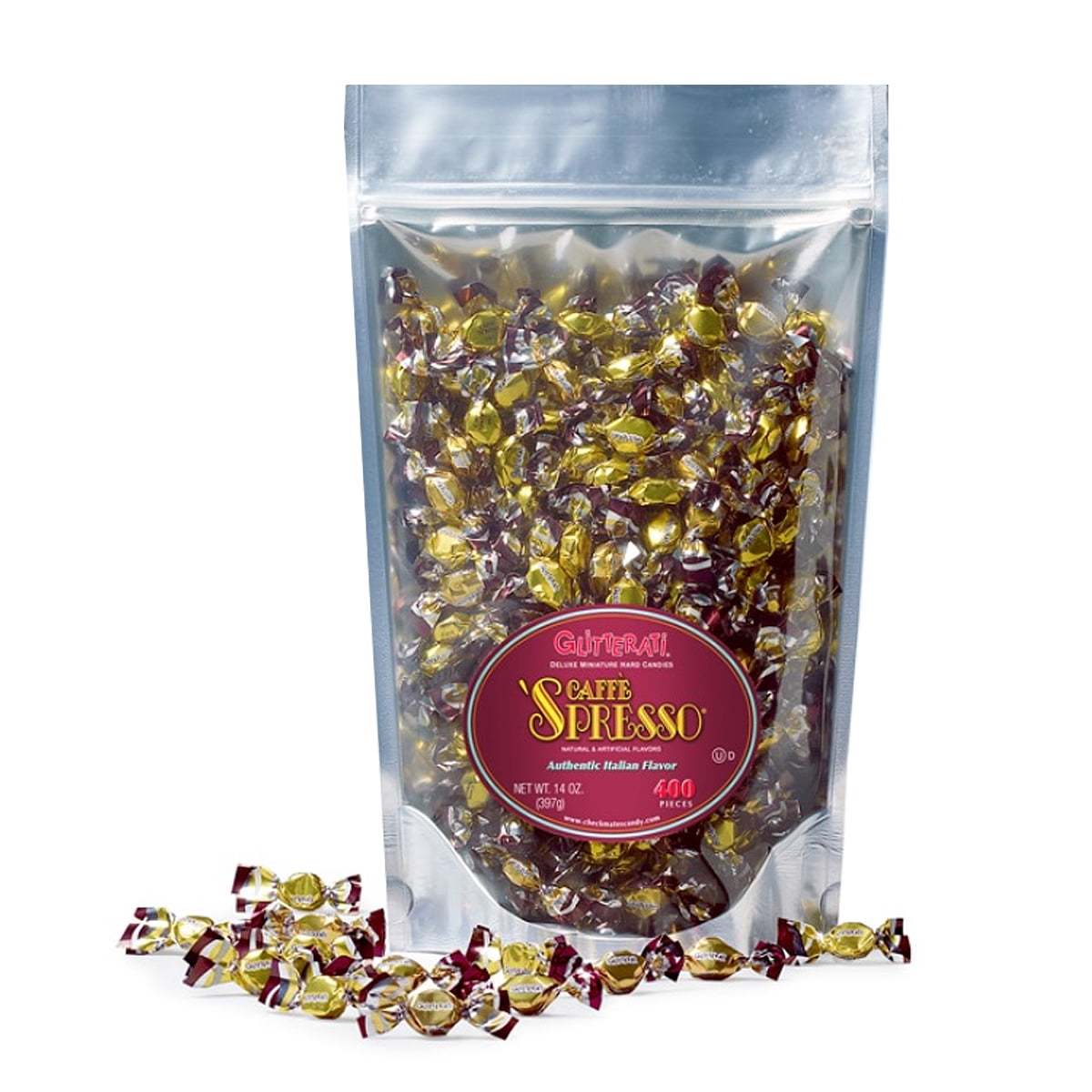 Glitterati Caffe Spresso Espresso Hard Candy Miniature Italian, 14 Oz, 400 Count