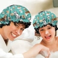 thumbnail image 6 of Shower Caps,Husky and Coffee Waterproof Shower Cap for Women 4 Pieces,Double Reusable Hair Cover for Shower PEVA Elastic Stretch Hem, 6 of 7