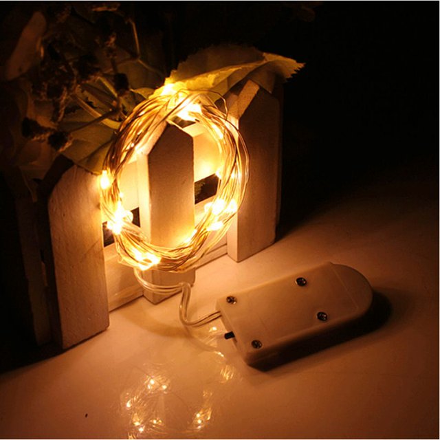 Yuarrent Impermeable 2M 20LEDs LED Cadena de alambre Botón de luz con Florero de fiesta de boda decoración Luces de hadas Iluminación y accesorios Blanco cálido Yuarrent LED0731-06