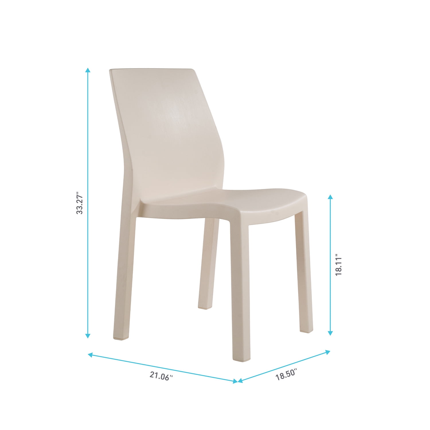 WRGHOME Palma Modern Outdoor/Indoor Plastic Resin Stacking Patio Dining Chairs  (Set of 2) - IVORY