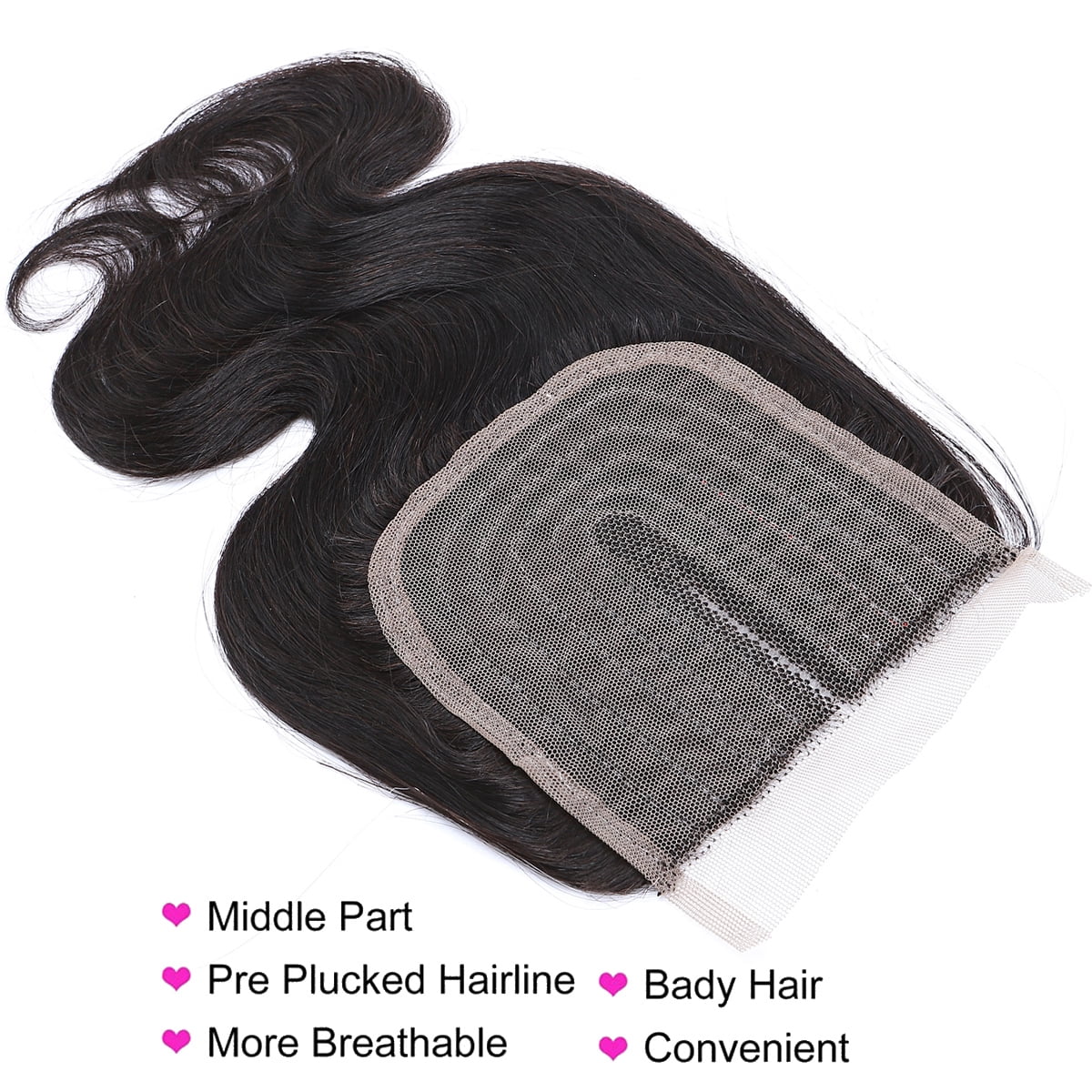 SEGO Body Wave Human Hair Bundles with Closure 100% Unprocessed Virgin Human Hair with 4x4 Middle T Part Lace Closure Natural Black Cleanrance