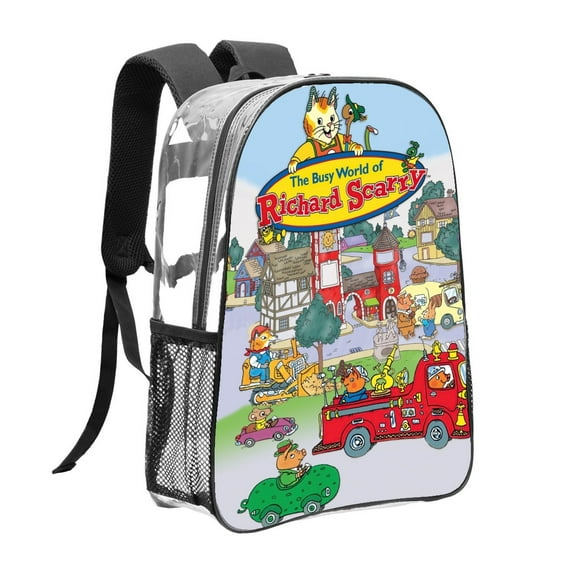 The Busy World of Richard Scarry Pattern Transparent Backpack Lightweight And fashionable Showcasing Personality And Leading The Trend
