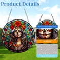 thumbnail image 2 of Skull Woman and Red Rose Stained Glass Suncatcher Window Hangings Colored Handmade Glass Suncatcher Crafts Kits for Indoor Garden Christmas Decoration 16x16cm(7), 2 of 7