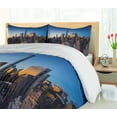 thumbnail image 4 of Ambesonne City Duvet Cover Sets, Tranquil Morning Sunrise, 2-King, Blue Marigold Dark Green, 4 of 6