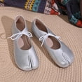thumbnail image 5 of HXWCHs Women's Split toe Ballet Soft Sole On Walking Shoes for Daily Casual Wear Comfortable Round toe Design 5.5 Silver, 5 of 6