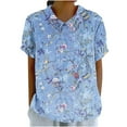thumbnail image 2 of Rezuofi Cute Tops for Women Peter Pan Collar Short Sleeve Linen Shirts Plus Size Floral Blouses Dressy Casual Summer Clothes, 2 of 5