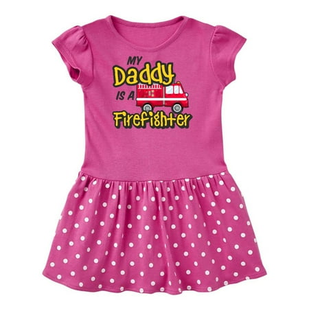 

Inktastic My Daddy is a Firefighter with Fire Truck Gift Baby Girl Dress