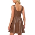 thumbnail image 3 of INSPIRE CHIC Tank Dress for Women's Faux Leather Sleeveless a Line Mini Dresses XS Dark Brown, 3 of 6