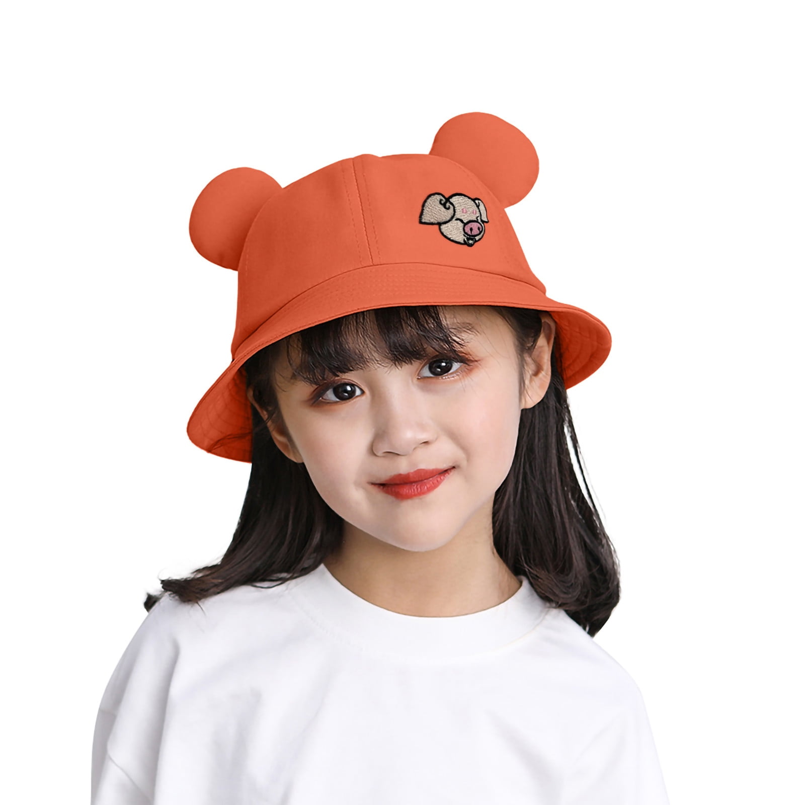 Bright orange bucket hat from designer print cotton girls hat lightweight summer hat toddler bucket hat girls sun hat kids summer hat