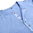 thumbnail image 6 of T Shirts for Men Long Sleeve Crew Neck Henley Shirts Basic Blue Tee Shirt with Button Workout Shirts for Men, 6 of 8