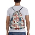 thumbnail image 2 of Drawstring Backpack - Patchwork In Country Style Splash Proof Small Drawstring Gym Bag for Women Men, Cinch Sports String Bag Backpack for Travel Swimming Beach, 2 of 8