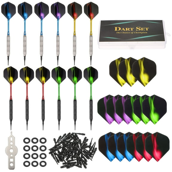 Uxcell Dart Plastic Tip Set 12Pcs 18 Gram with Soft Tip Darts 100 Extra Dart Tips 18 Flights & Wrench