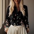 thumbnail image 5 of Floral Linen Shirt for Women Spring Summer Boho Front Button Down Tops Vintage Casual Long Sleeve Oversized Tees Top, 5 of 6