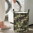 thumbnail image 6 of Green Camouflage Laundry Hamper Bag With Waterproof Liner - Military Camo Round Laundry Basket Foldable Clothes Storage Organizer For Bathroom Bedroom Nursery Dorm, 6 of 10