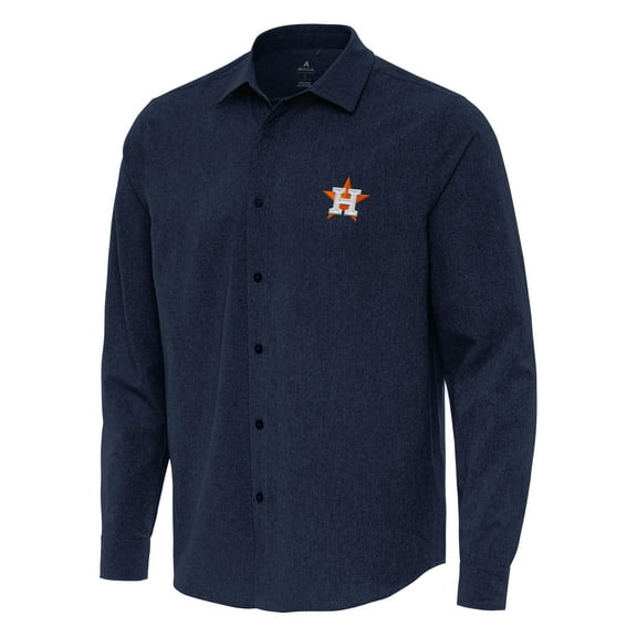 Men's Antigua Navy Houston Astros Exposure Long Sleeve Button-Up Shirt