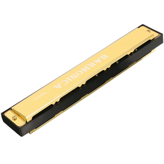 LOLIPPYY Golden Metal 24 Hole Harmonica Portable Design for Simple and Practical Music Playing