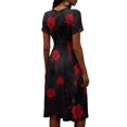 thumbnail image 5 of Halloween Dresses for Women Pumpkin Ghost V Neck Spooky Dresses Short Sleeve Horror Causal Dress, S, 5 of 5