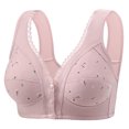 thumbnail image 2 of Qwertyu Daisy Bras for Older Women Front Closure No Wire Comfortable Convenient Buckle Bra Comfy Everyday Bra Pink 42, 2 of 6