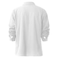 thumbnail image 2 of GLESTORE Linen Shirts For Men Button up Shirts Long Sleeve with Pocket Summer Outfits Turn-Down Collar White XL, 2 of 4