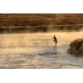 thumbnail image 2 of Frank, Jacob W. 32x23 Black Ornate Wood Framed with Double Matting Museum Art Print Titled - Fall Fishing on the Madison River at Sunrise, Yellowstone National Park, 2 of 4