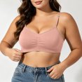 thumbnail image 4 of ATOYSOY Natural Fiber Wireless Bralette No Underwire Thin Shoulder Strap Ruched Bust Seamless Thin Soft Support Bra For Women Solid Color Everyday Casual Outfit, 4 of 5