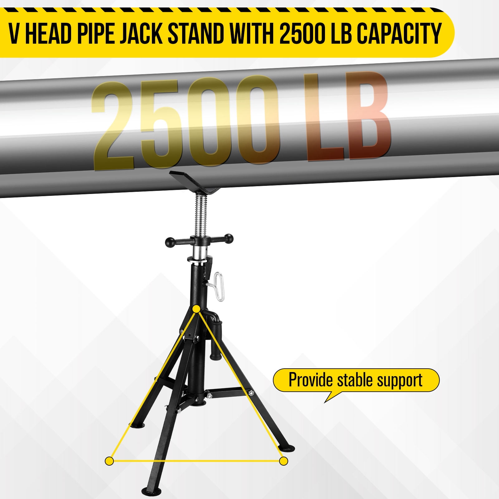 COZONY V-Head Pipe Jack Stand, 2500LB Adjustable 28"-52" Height w/ Folding Portable Pipe Stand for Welding