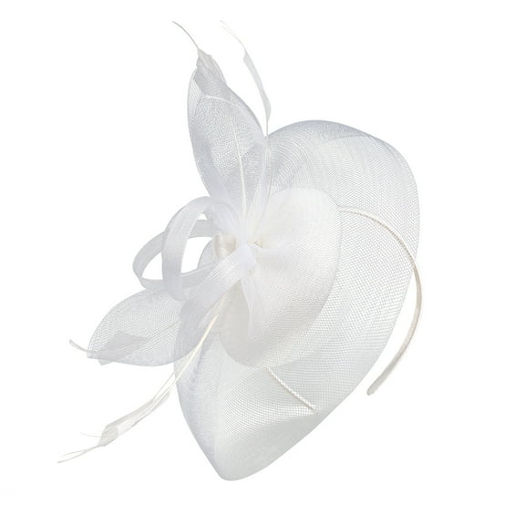 MERRYHAPY Women's White Fascinator Headband for Tea Party Wedding, Elegant Bridal Hair Accessory 10.6x9.8x3.1in