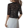 thumbnail image 3 of MODA NOVA Women's Shrug Lace Half Sleeve Ruffle Hem Shrug Top XS Black, 3 of 5