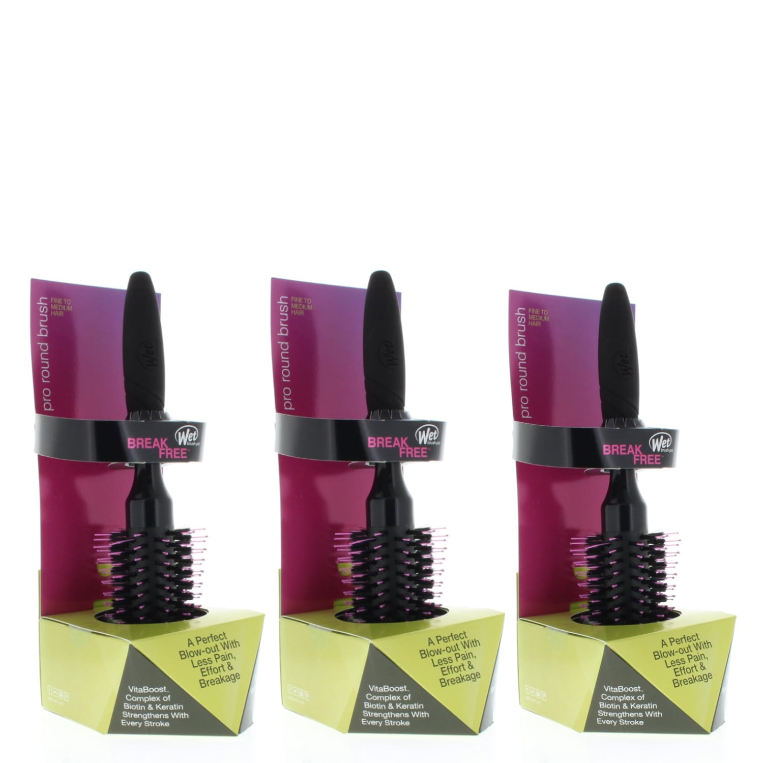 Wet Brush Pro Volume & Body 2.5 inch Round Brush Fine/Medium Model# BWP834VMFM2.5R (3 Pack)