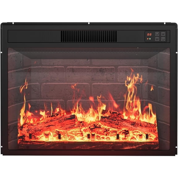 23" Ultra-Thin Electric Fireplace Insert, Wall Mount/Recessed, 1500W Heater, Remote, 3 Flame Colors, Black