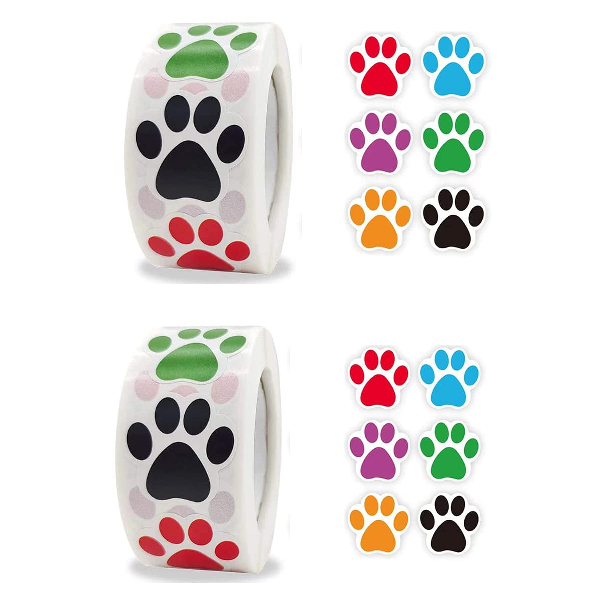 Paw Prints Animal Stickers 1000pcs 1 Labels 2 Rolls Dog Paw Prints paw-prints-animal-stickers-1000pcs-1-labels-2-rolls-dog-paw-prints