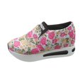 thumbnail image 2 of AUDeals Womens Snakeskin Platform Sneakers Floral Printed Chunky Sole Wedge Casual Walking Shoes (Hot Pink, 7.5), 2 of 8