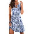 thumbnail image 4 of B91xZ Femmes Summer Robe Élégante Lanterne Formelle Patchwork Sans Manches Flowy Maxi Robes, Bleu M, 4 of 5