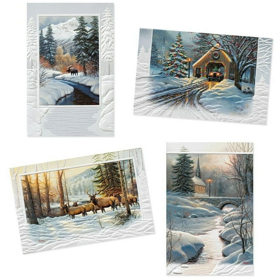 Pumpernickel Press Deluxe Christmas Card Assortment – Scenes of Winter, 20 Count